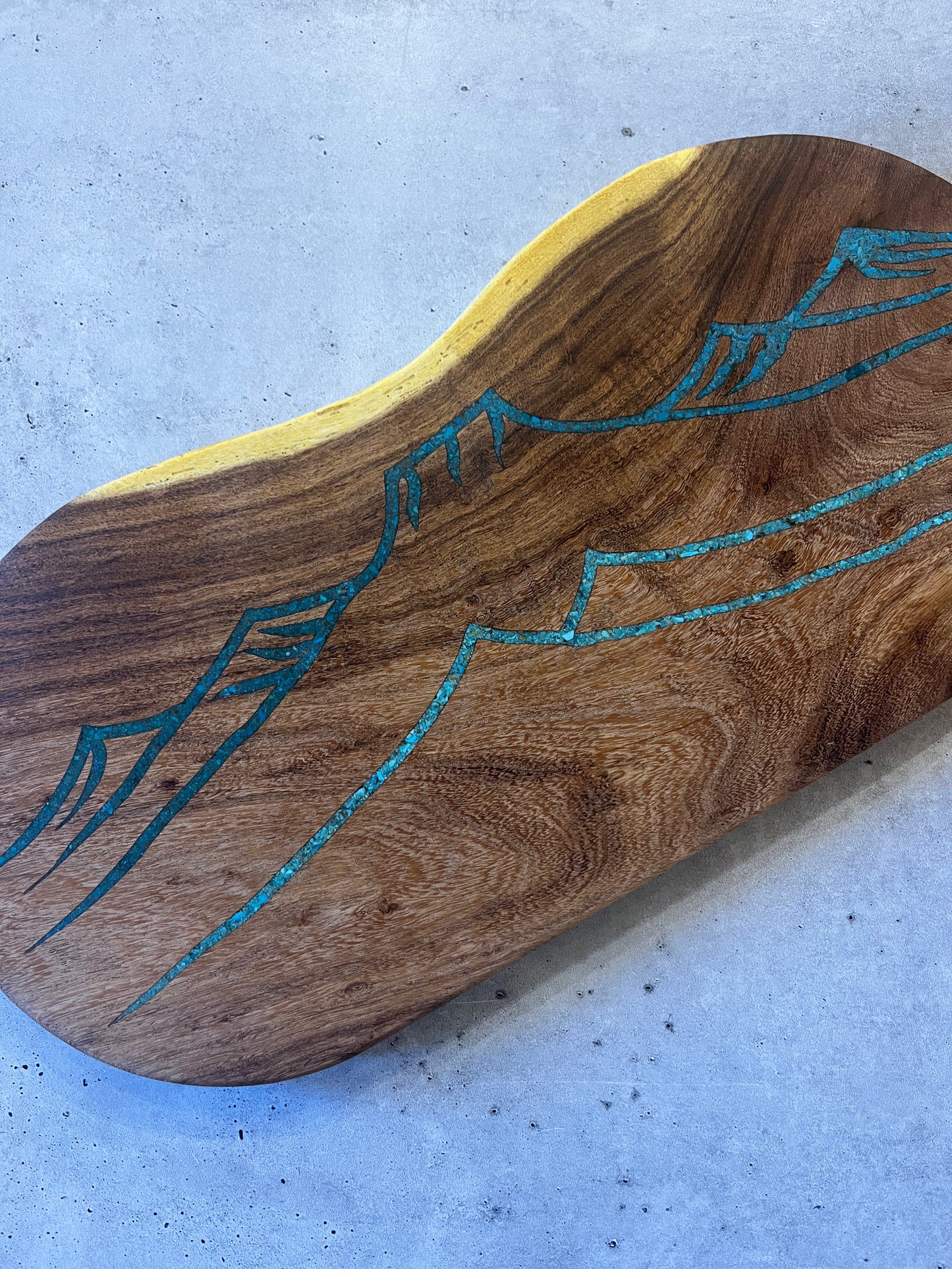 Cutting board with Kingman and Peruvian Turquoise