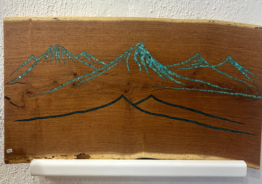 Live Edge Mesquite - with Kingman and Peruvian Turquoise inlay