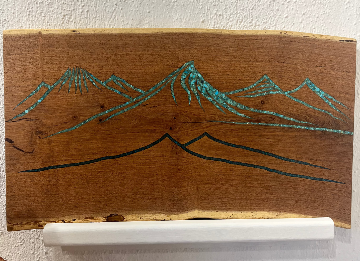 Live Edge Mesquite - with Kingman and Peruvian Turquoise inlay