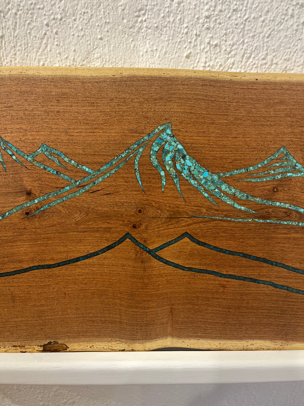 Live Edge Mesquite - with Kingman and Peruvian Turquoise inlay