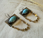 Sterling silver Earrings ~ Larimar ~ gold filled dangles