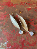 Corn Husk earrings  ~ Moonstone and Sterling silver