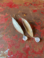 Corn Husk earrings  ~ Moonstone and Sterling silver