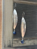 Corn Husk earrings  ~ Kyanite and Sterling silver