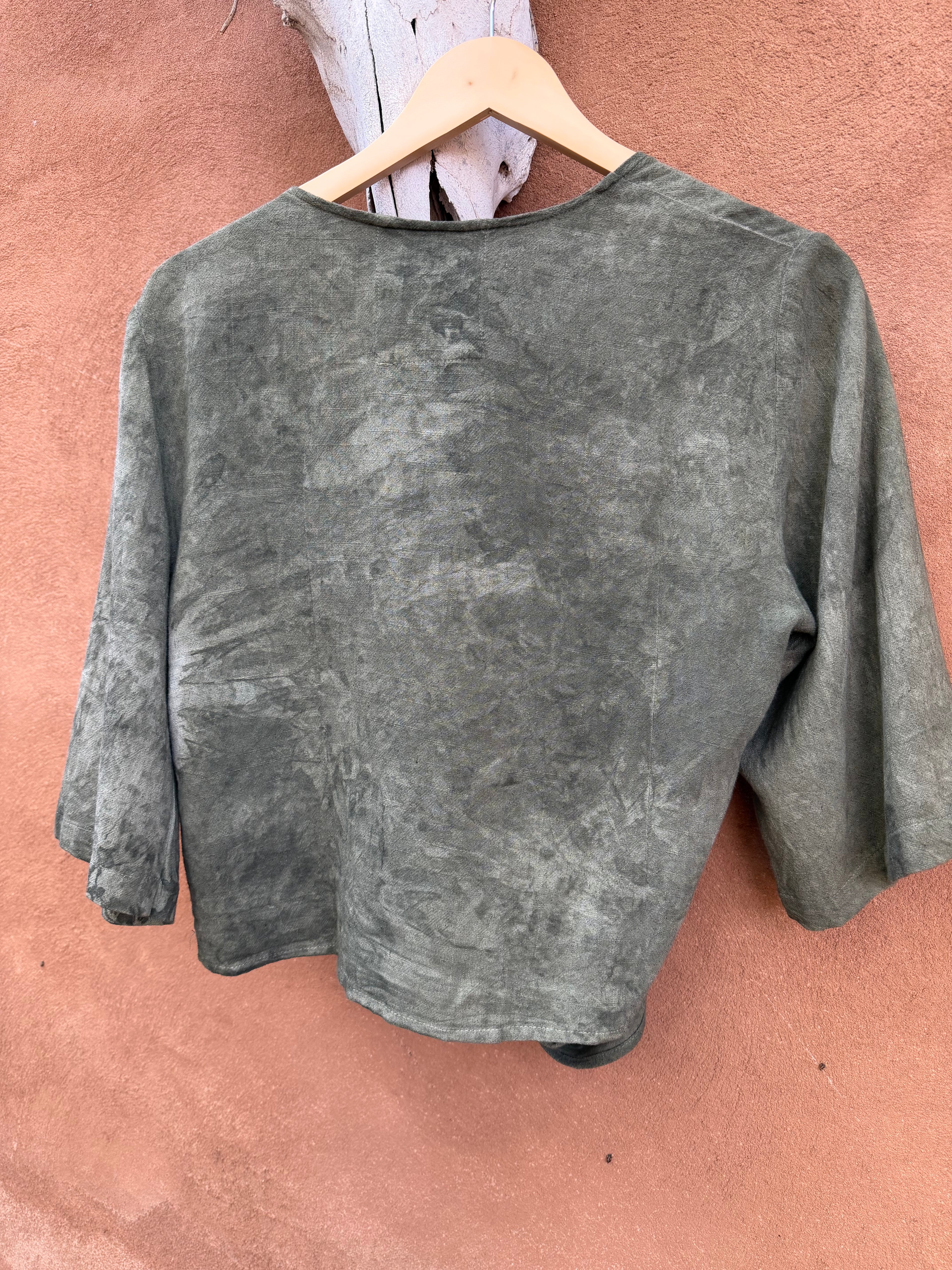 Front tie top - Linen - Green tye-dye