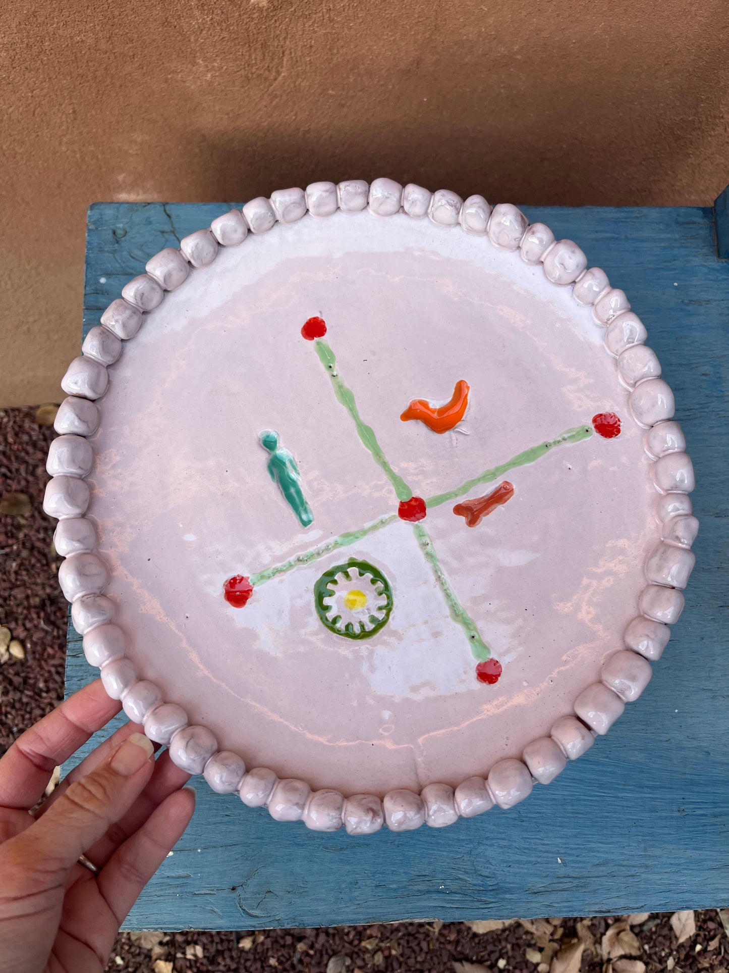 Cake Stand - Pink & green