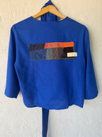 Front tie top - Linen - Blue
