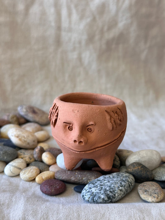 Little terracota smiling face planter