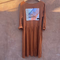 Slip Dress - Rust Linen - Three Quarter Sleeves