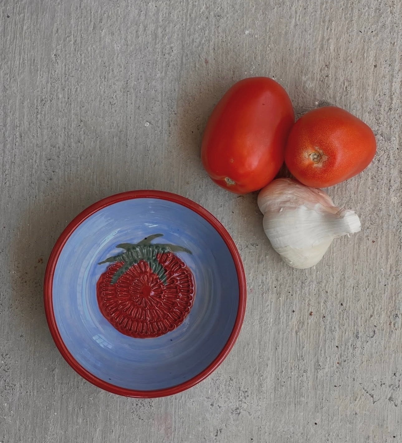 Tomato bowl ~ blue and red