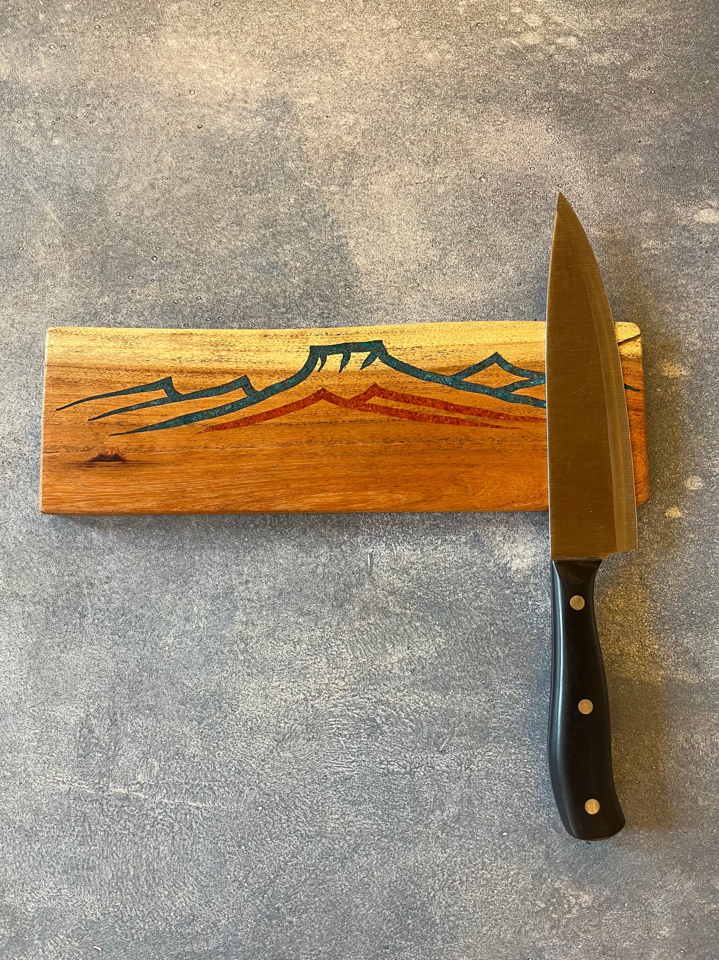 Magnetic Knife block ~ Coral and Peruvian turquoise