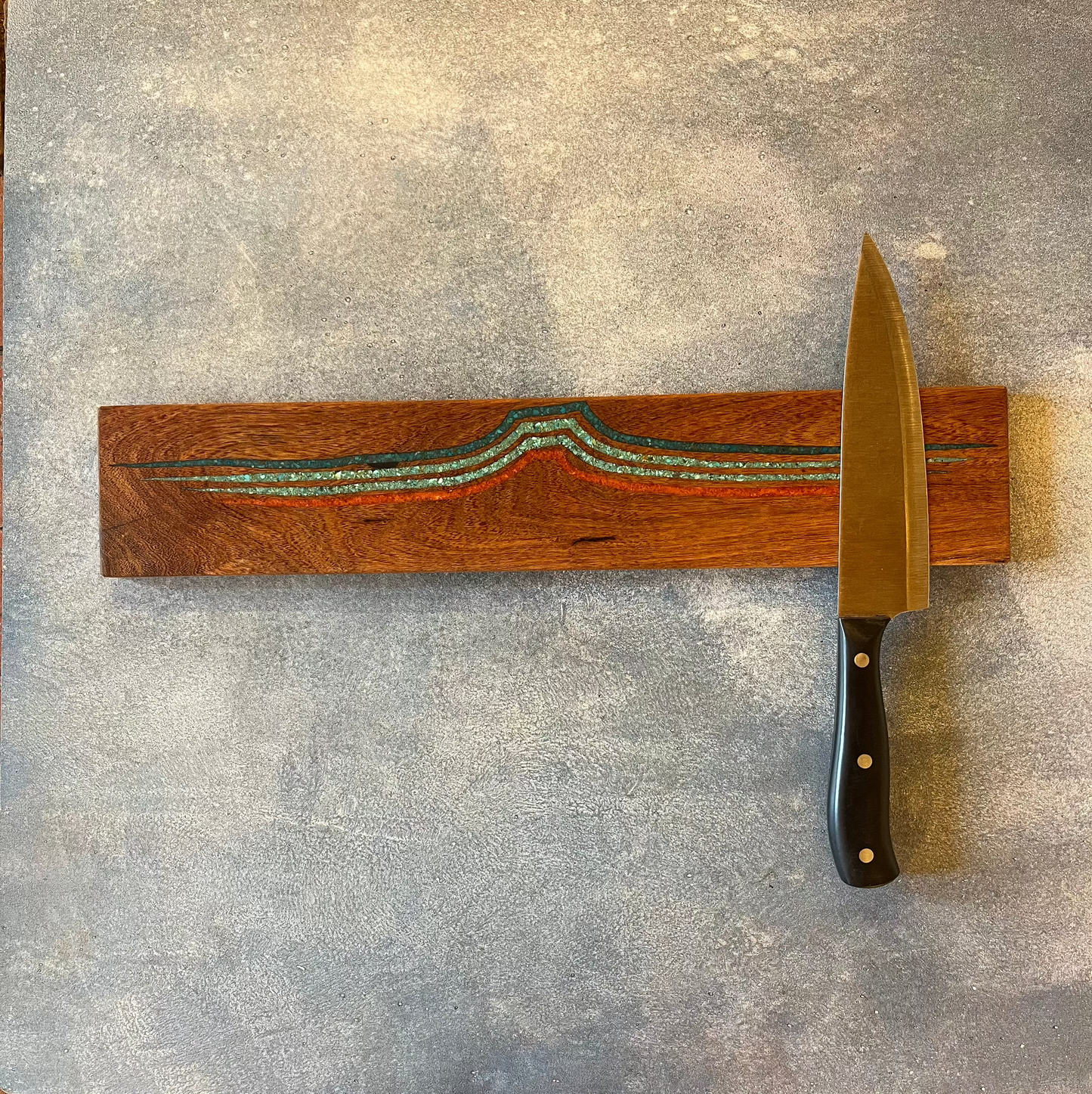 Magnetic Knife block ~ Coral, Peruvian, Kingman turquoise
