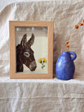 Shadow box • Donkey • embroidery yellow flowers