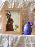 Shadow box • Conejo • embroidery multicolor flowers