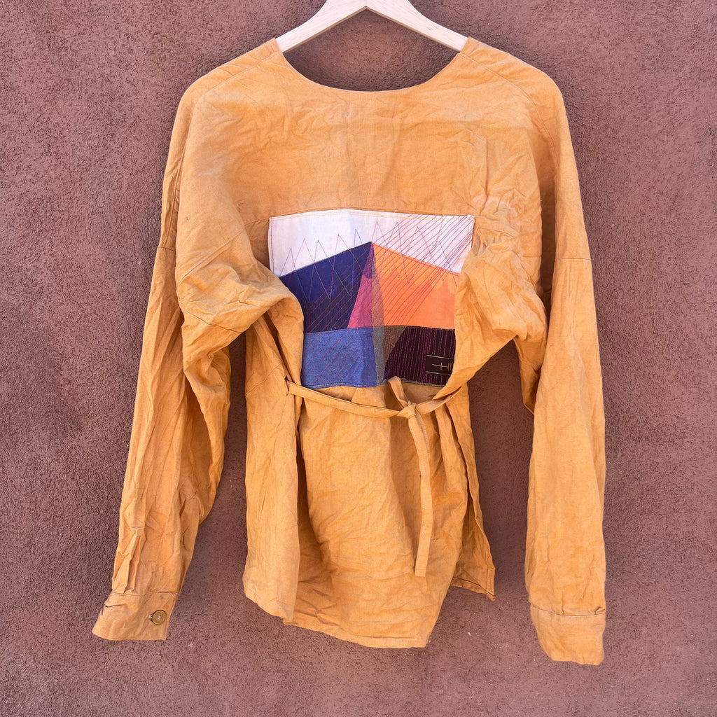 Yellow Linen Wrap Top - Medium
