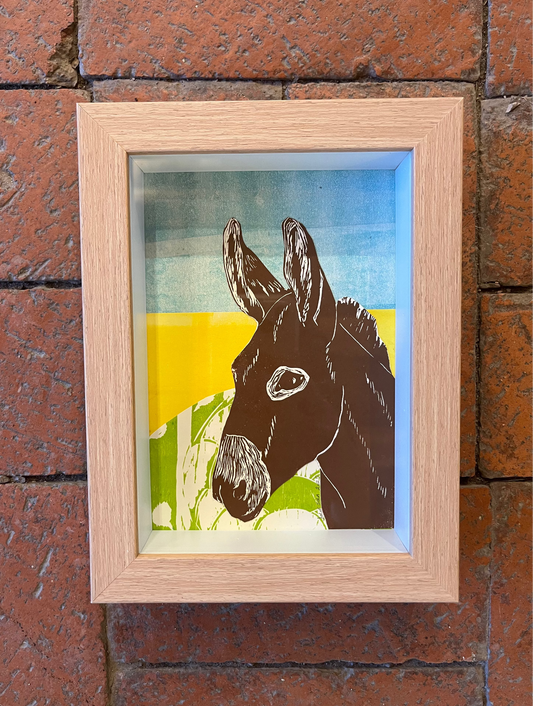 Shadow box ~ mule ~ multicolor collage