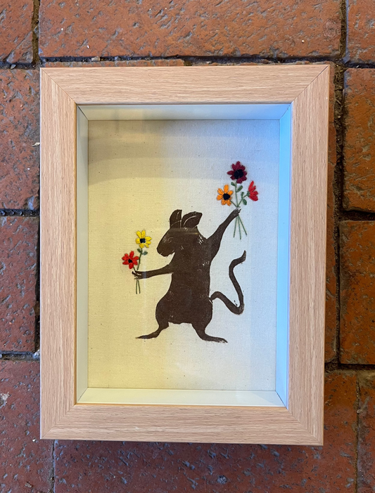Shadow box ~ mouse ~ multicolor flowers