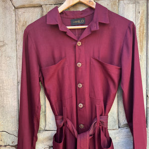 Burgundy Linen - Jumpsuit