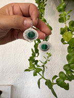 Malachite Lotus Earrings - Sterling Silver