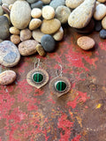 Malachite Lotus Earrings - Sterling Silver