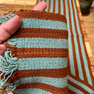 Table Runner - Rust and Turquoise ~ Andean textiles #D