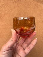 Nip cup ~ Amber & Peach ~ Blown glass