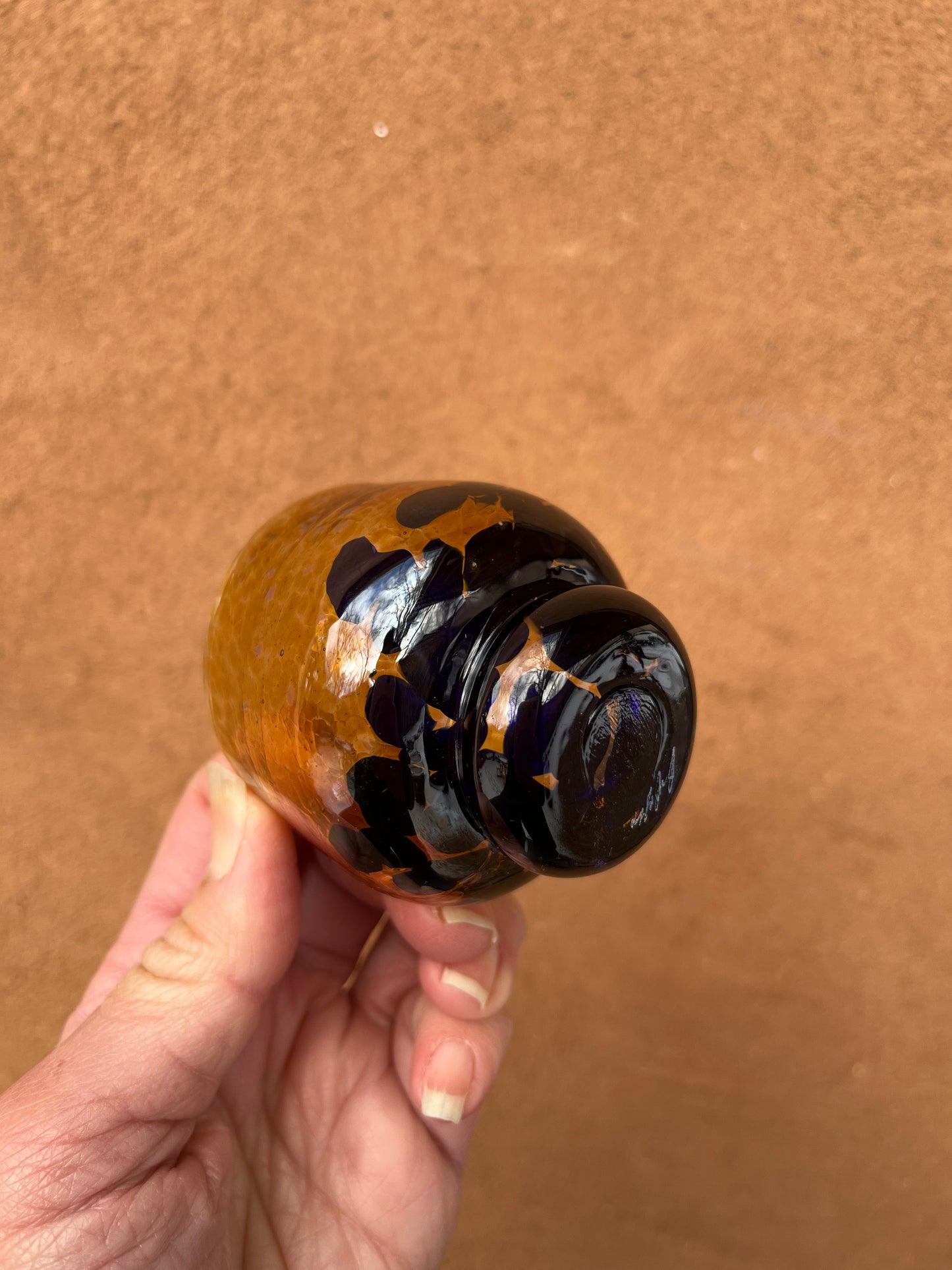 Nip cup ~ Amber & Purple ~ Blown glass