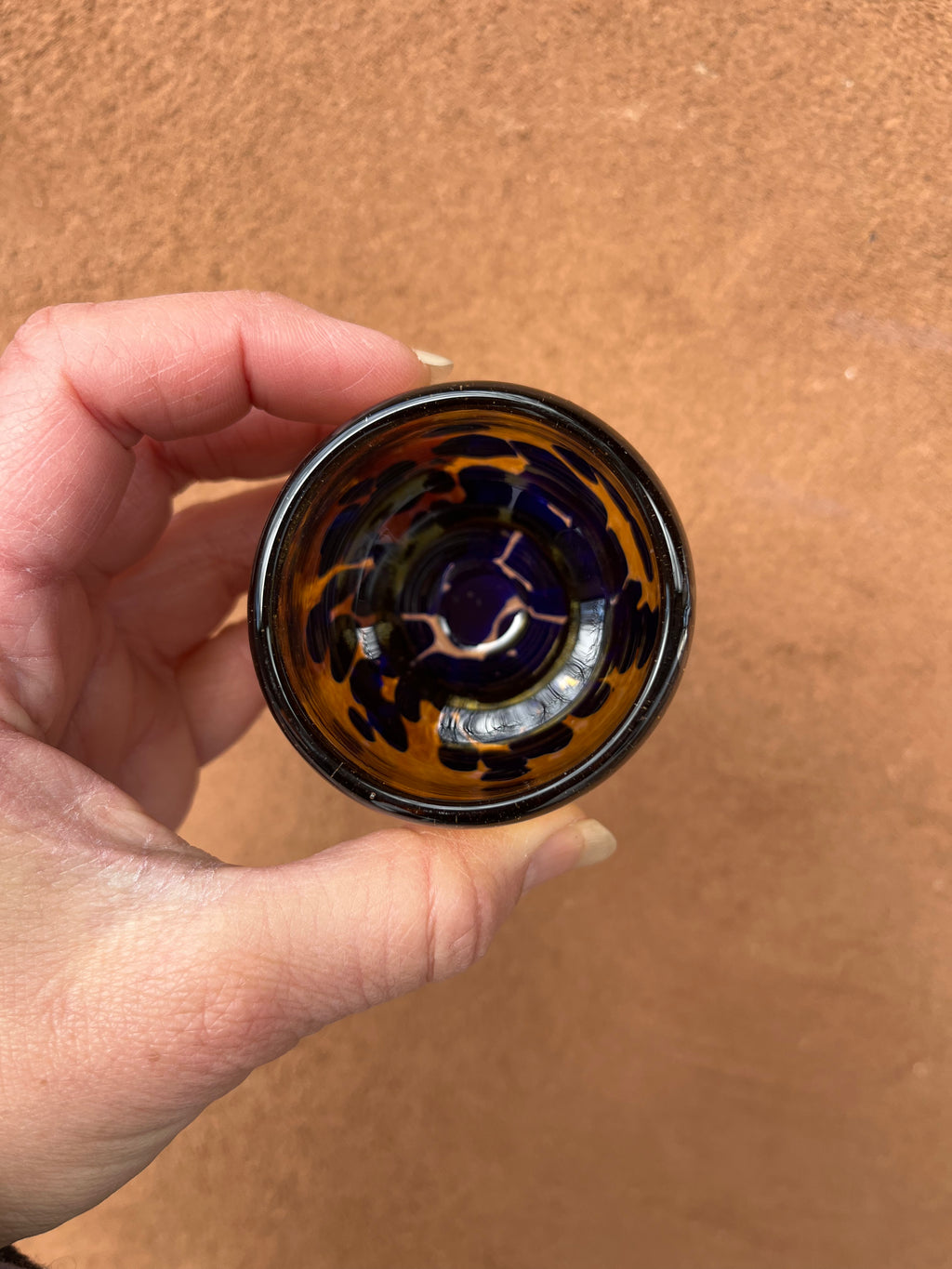 Nip Cup • Amber & Purple • Blown Glass