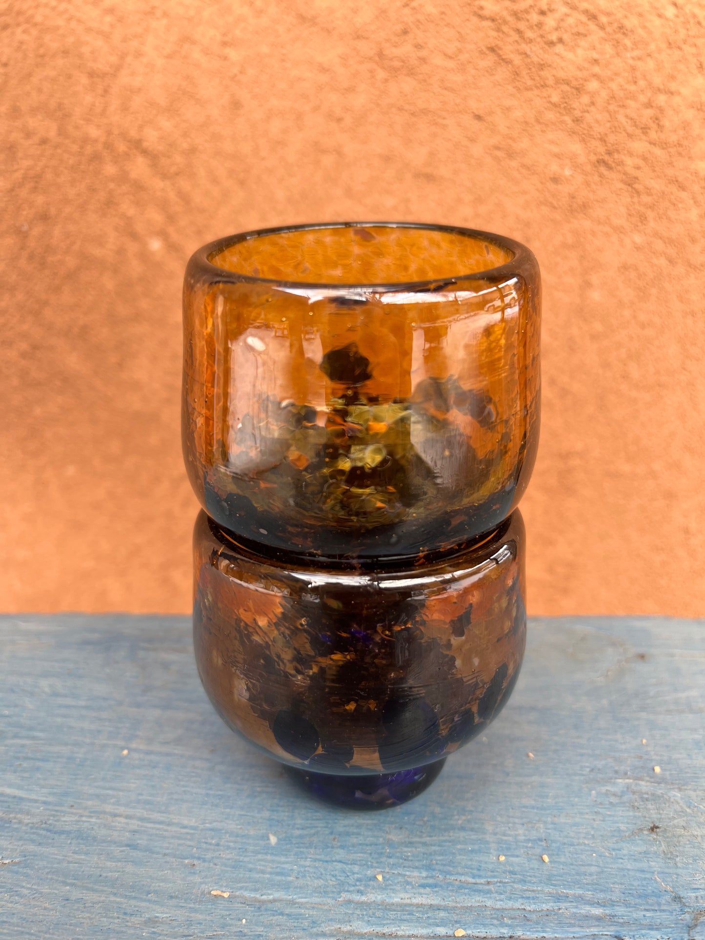 Nip cup ~ Amber & Purple ~ Blown glass