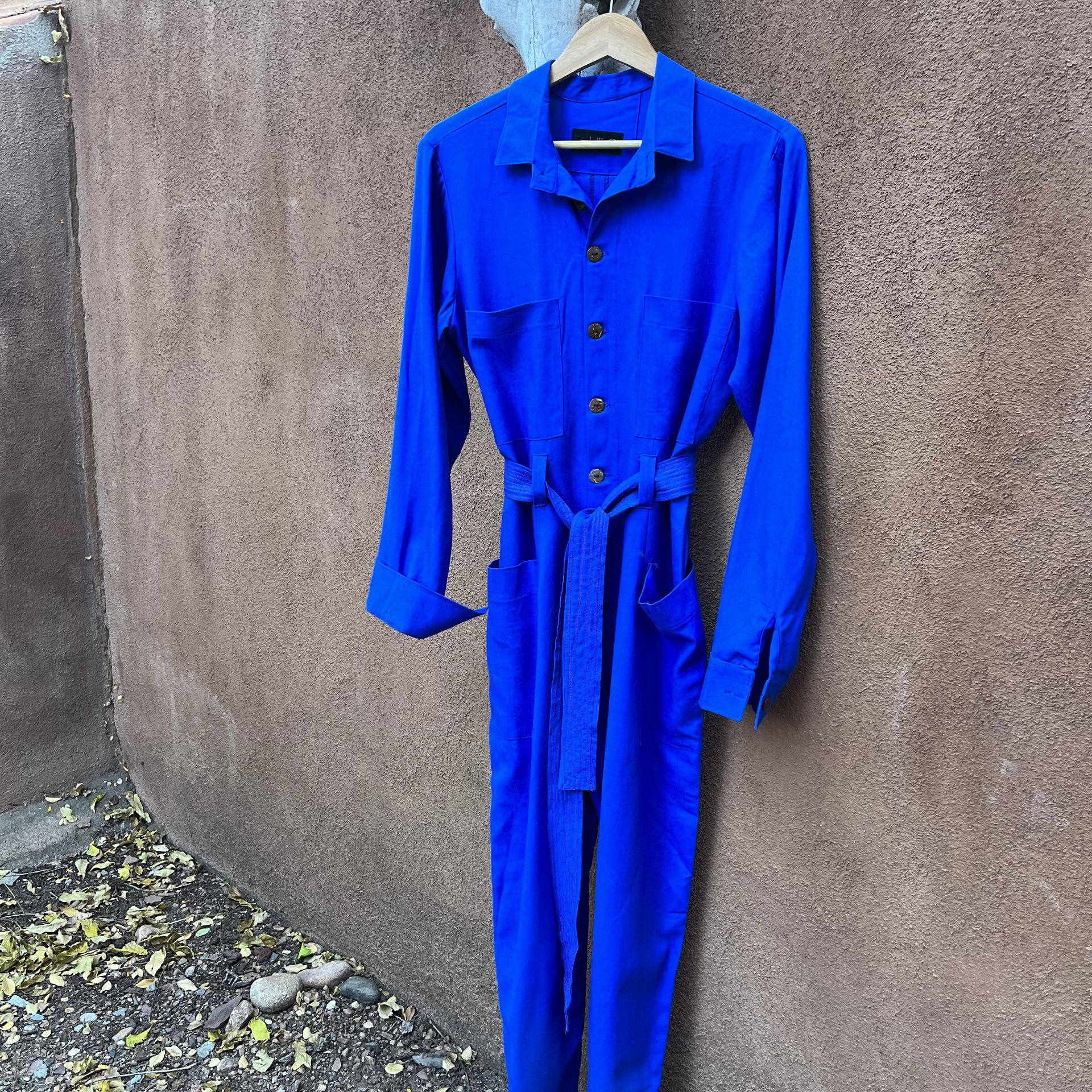 Jumpsuit Blue Linen - long sleeve
