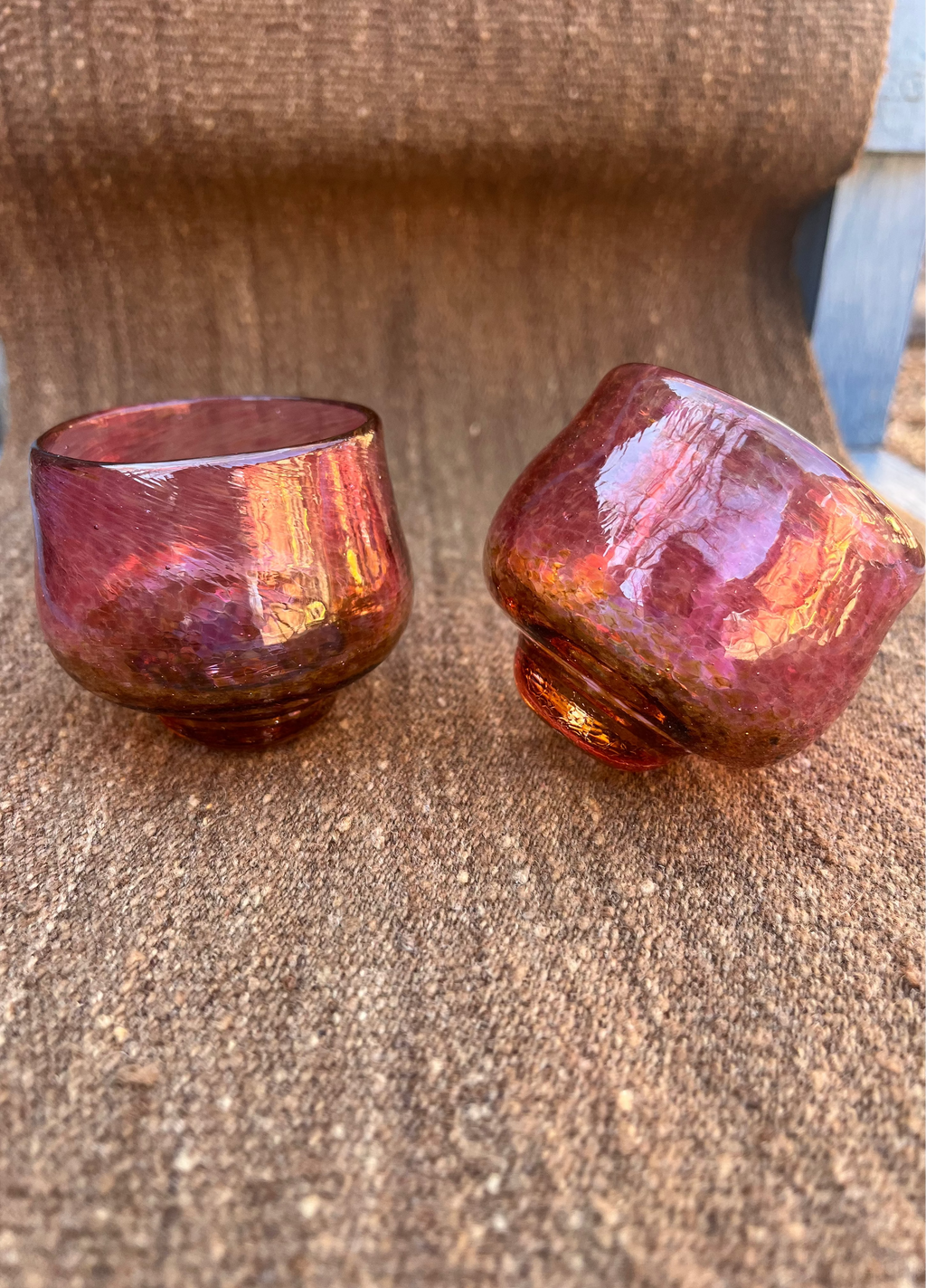 Nip cup ~ Pink & Amber ~ Blown glass