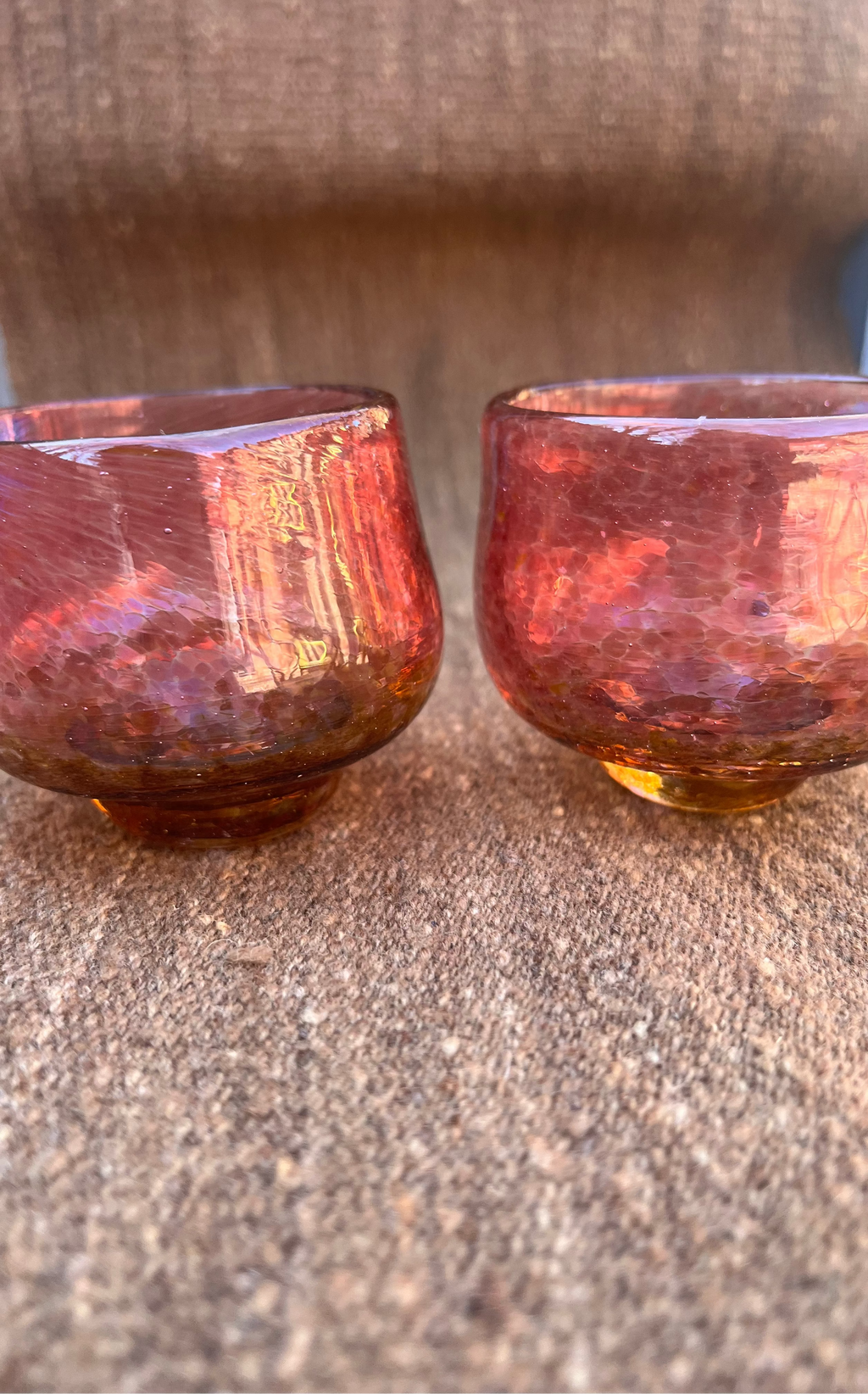 Nip cup ~ Pink & Amber ~ Blown glass