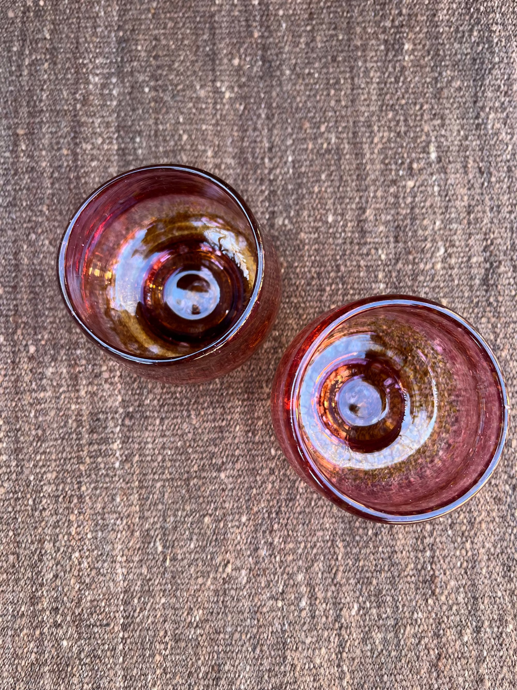 Nip cup ~ Pink & Amber ~ Blown glass