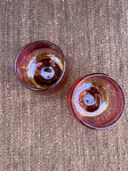 Nip cup ~ Pink & Amber ~ Blown glass