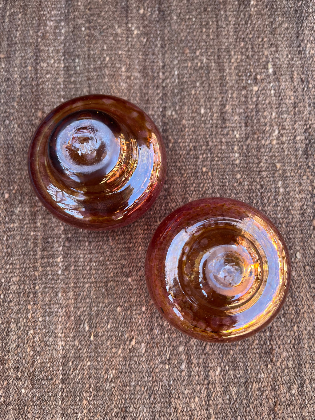 Nip cup ~ Pink & Amber ~ Blown glass