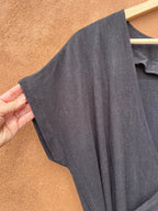 Wrapped Jumpsuit ~ Black Linen - short sleeves - Size M