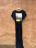 Wrapped Jumpsuit ~ Black Linen - short sleeves - Size M