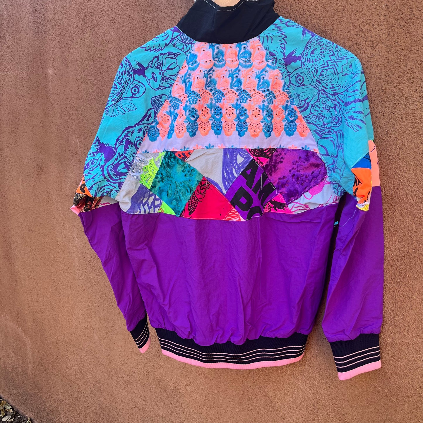 Upcycled windbreaker ~ screen printed ~ small