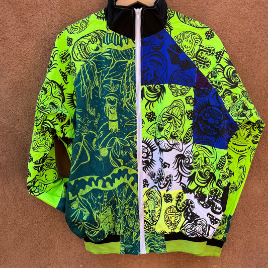 Upcycled windbreaker ~ screen printed ~ Large