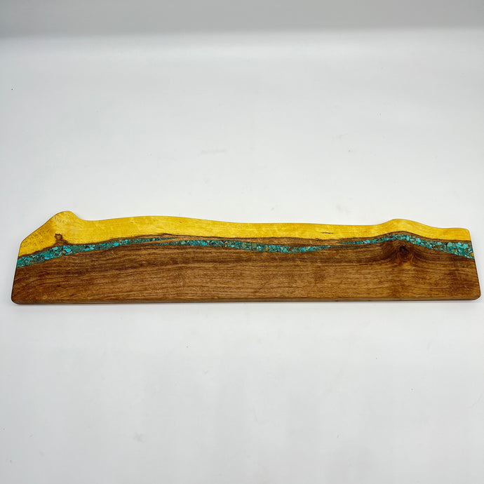 Knife block with Peruvian turquoise inlaid