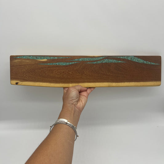 Knife block with Kingman turquoise inlaid