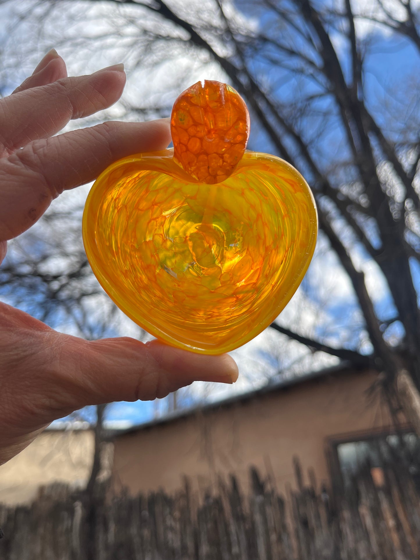 Heart Bowl ~ orange ~ blown glass