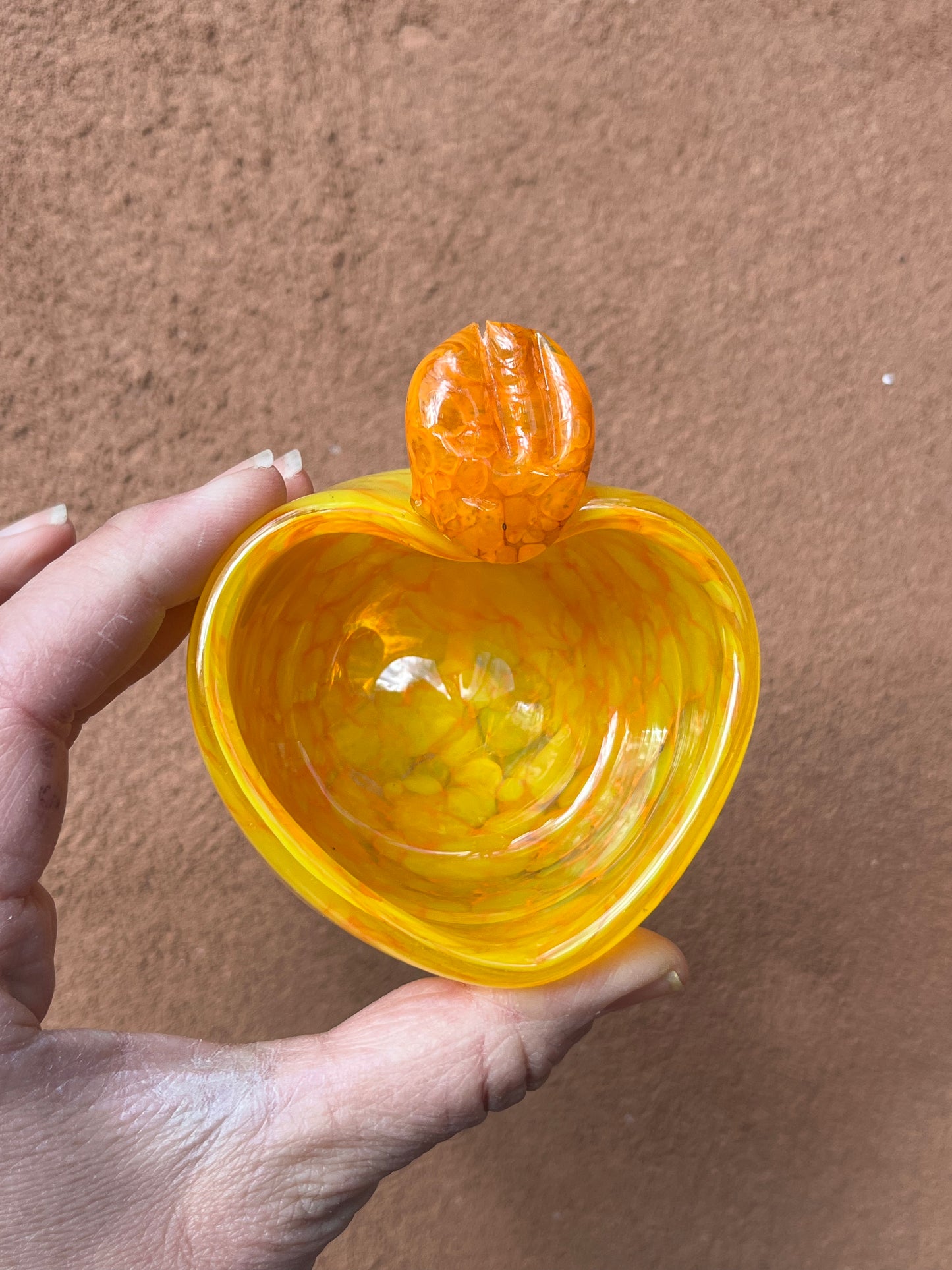 Heart Bowl ~ orange ~ blown glass
