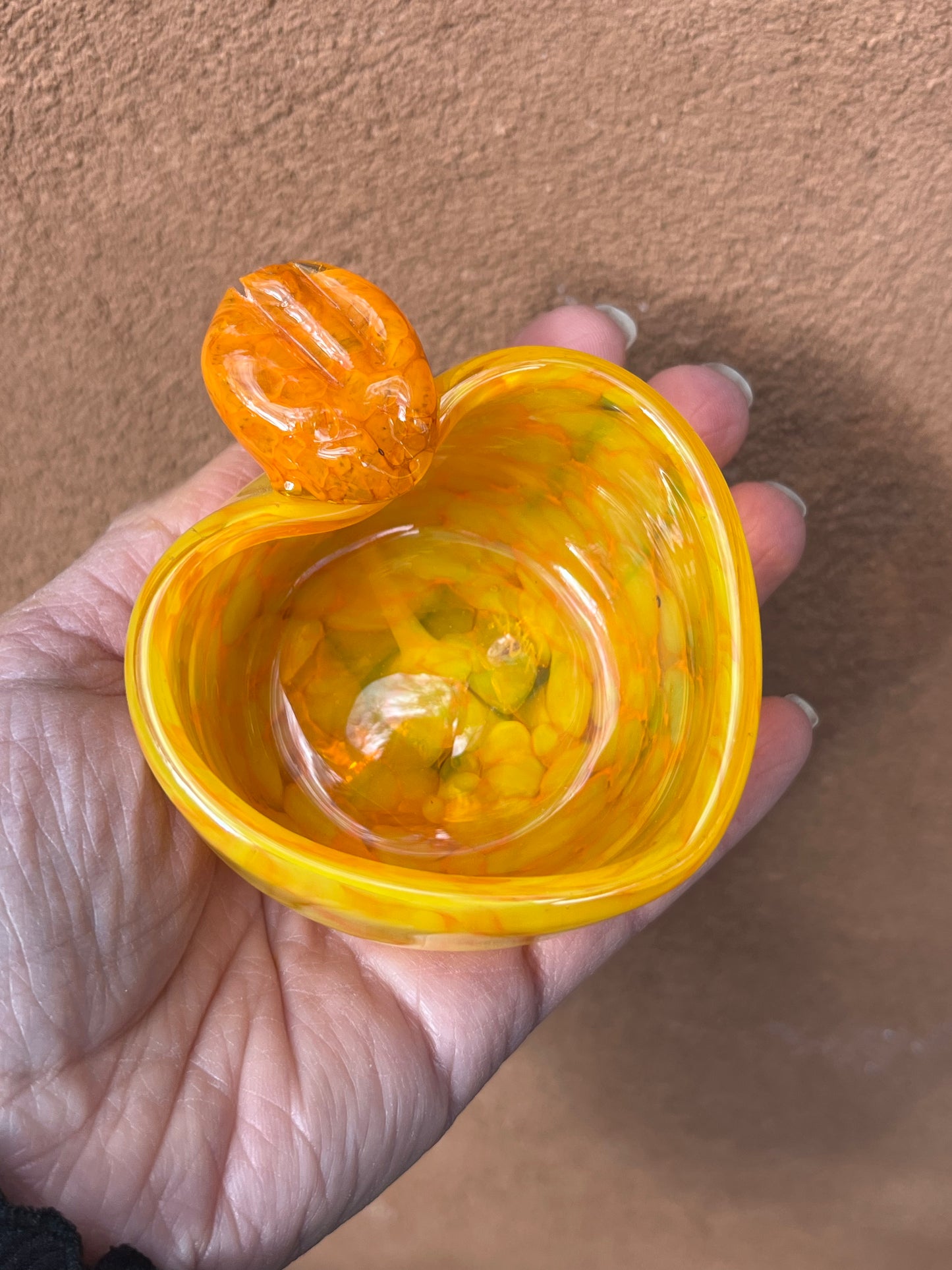 Heart Bowl ~ orange ~ blown glass