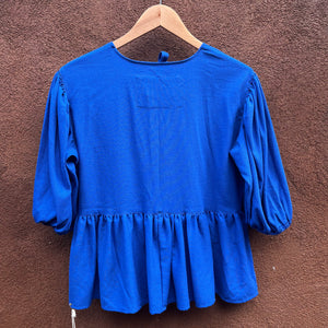 Front tie top - Linen - Blue