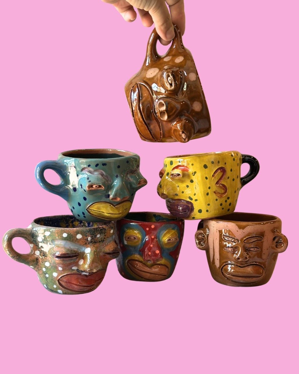 Face Mugs ~ Red Clay