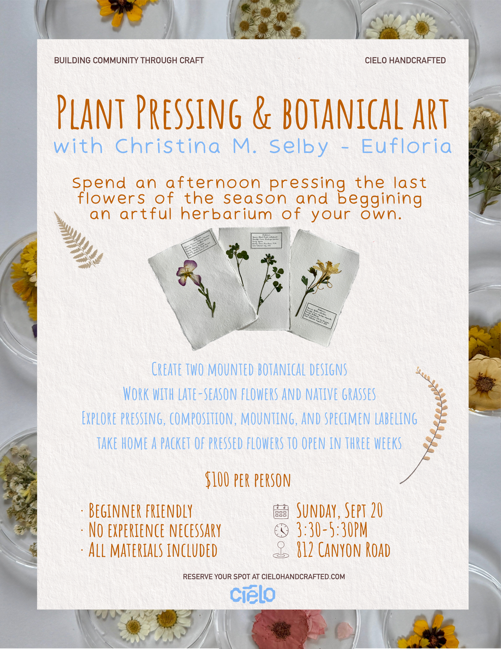 Plant Pressing Workshop with Eufloria Botanic Art