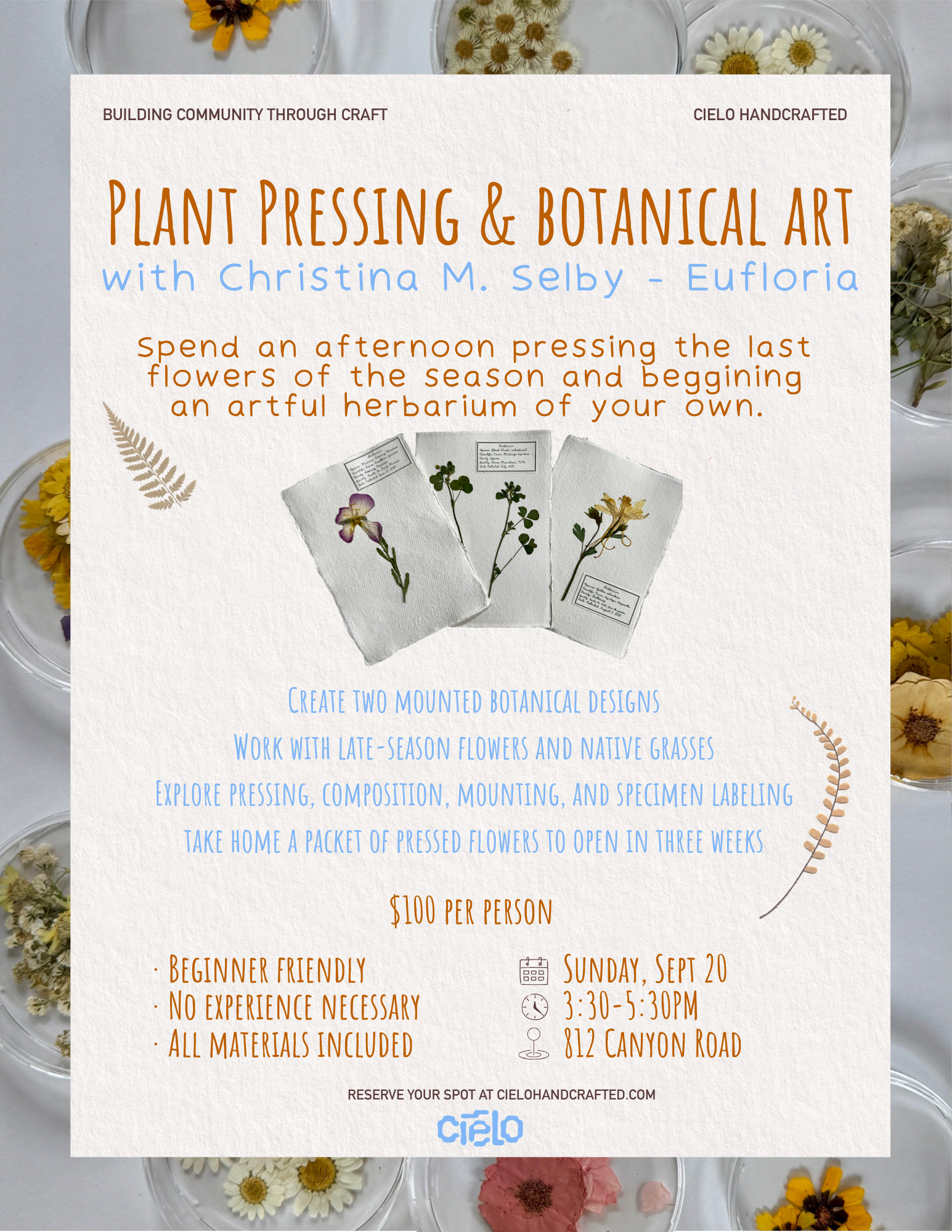 Plant Pressing Workshop with Eufloria Botanic Art