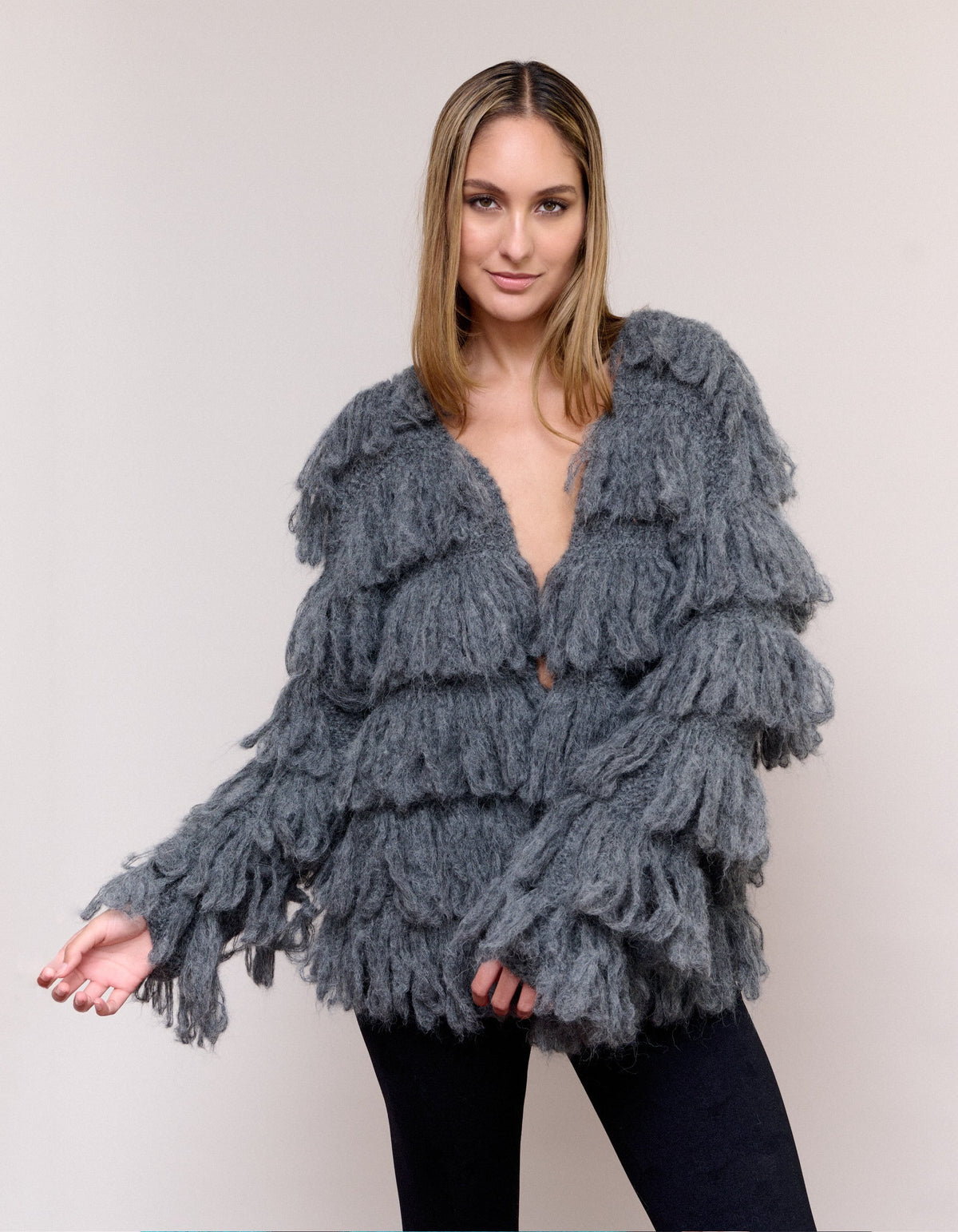 Jacket Fringe - Gray - One Size Fits Most