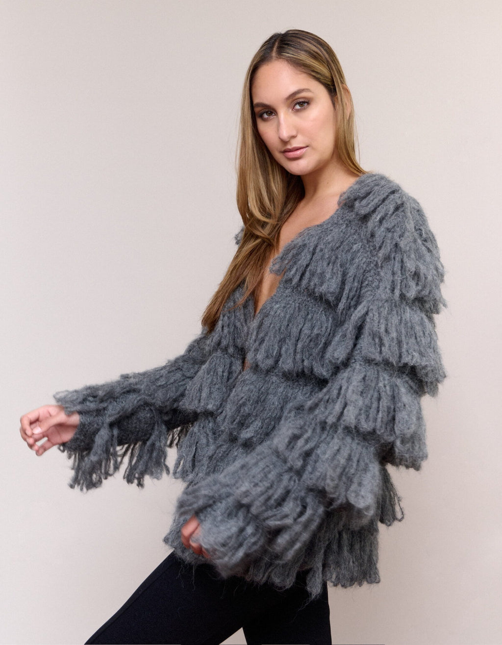 Jacket Fringe - Gray - One Size Fits Most